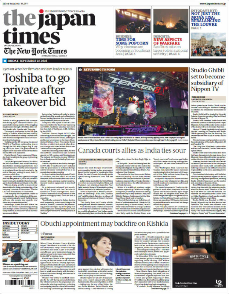 Portada de The Japan Times (Japan)