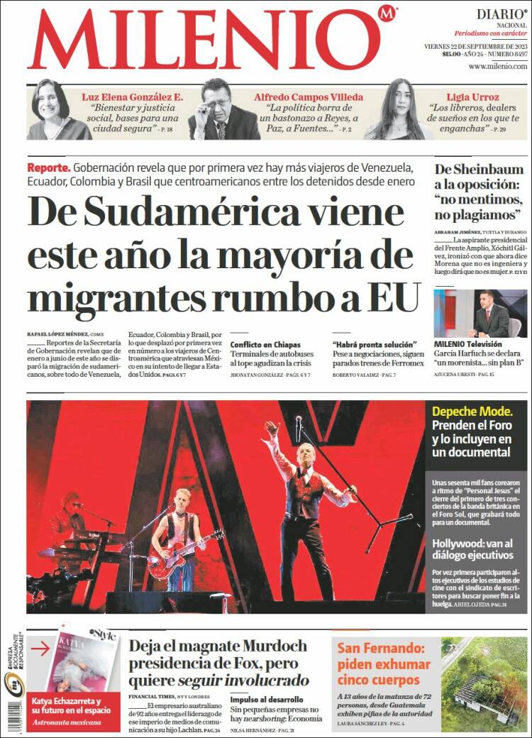 Portada de Milenio (Mexico)