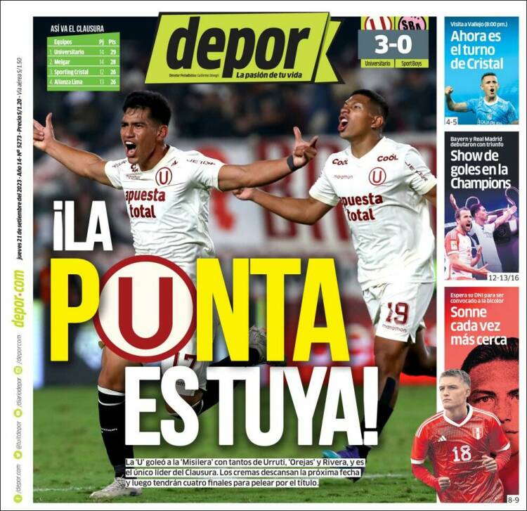 Portada de Depor (Peru)