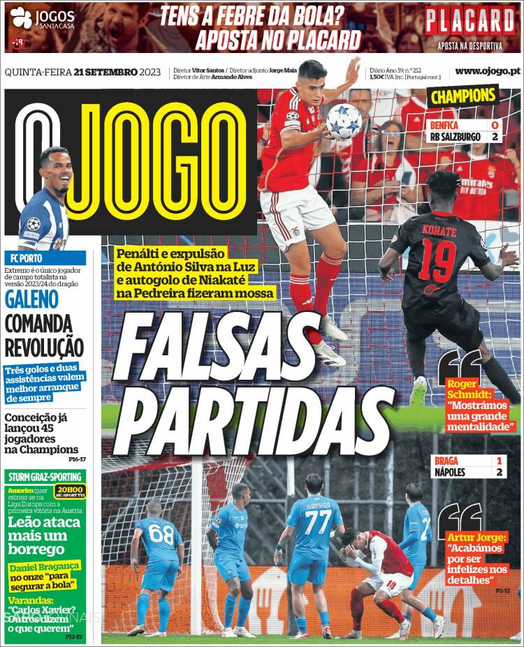 Portada de O Jogo (Portugal)