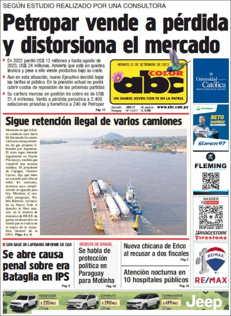 Portada de ABC Color (Paraguay)