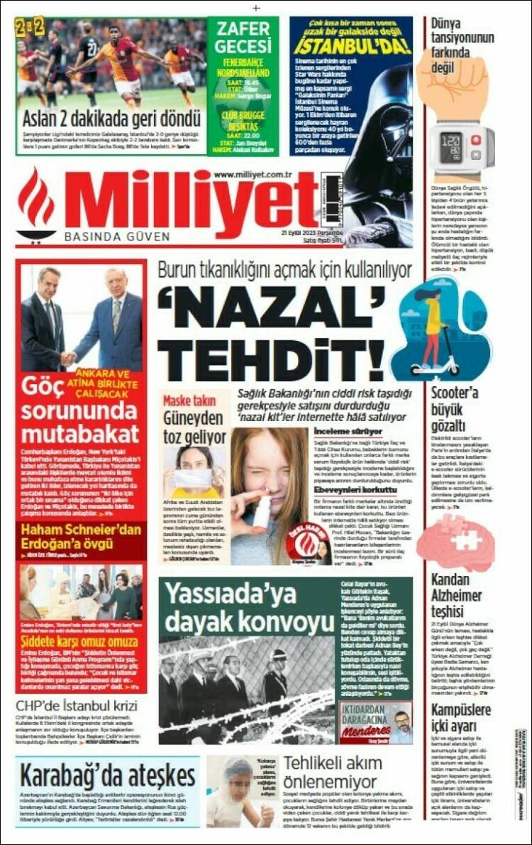 Portada de Milliyet (Turkey)