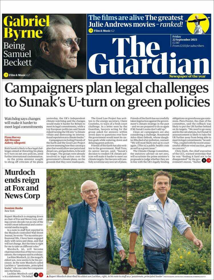 Portada de The Guardian (United Kingdom)