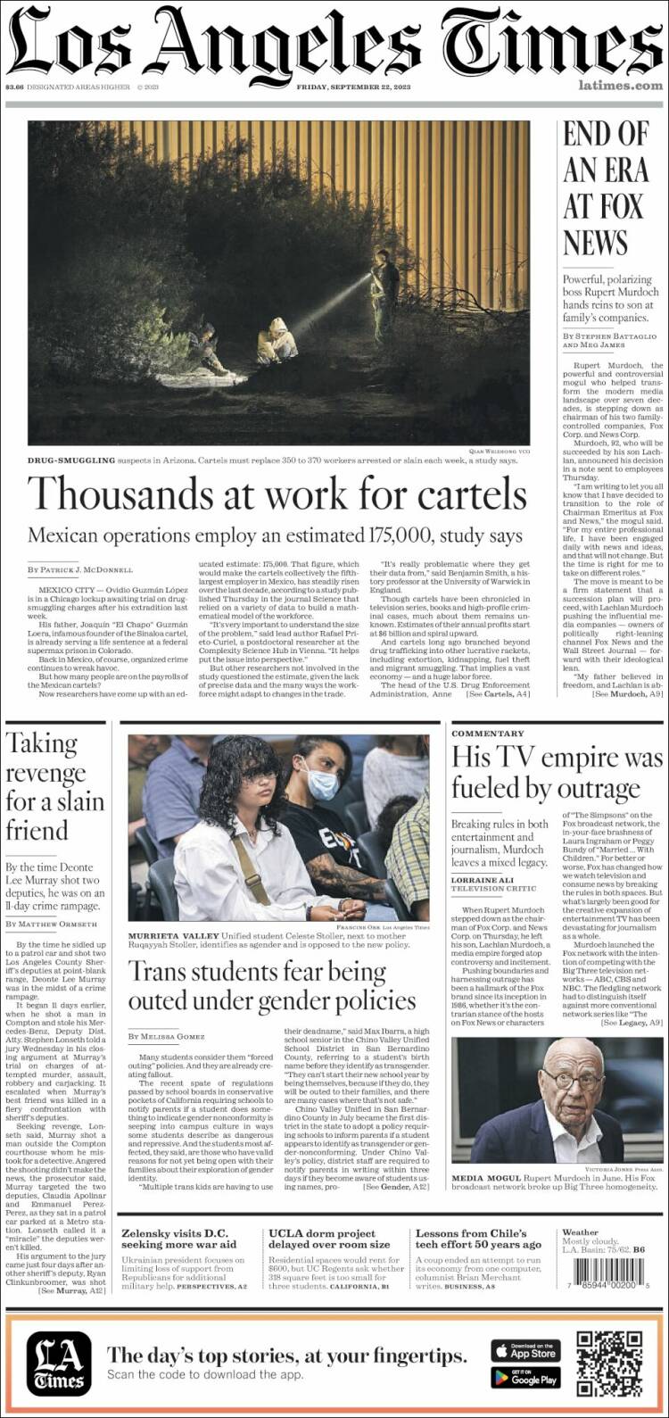 Portada de Los Angeles Times (USA)