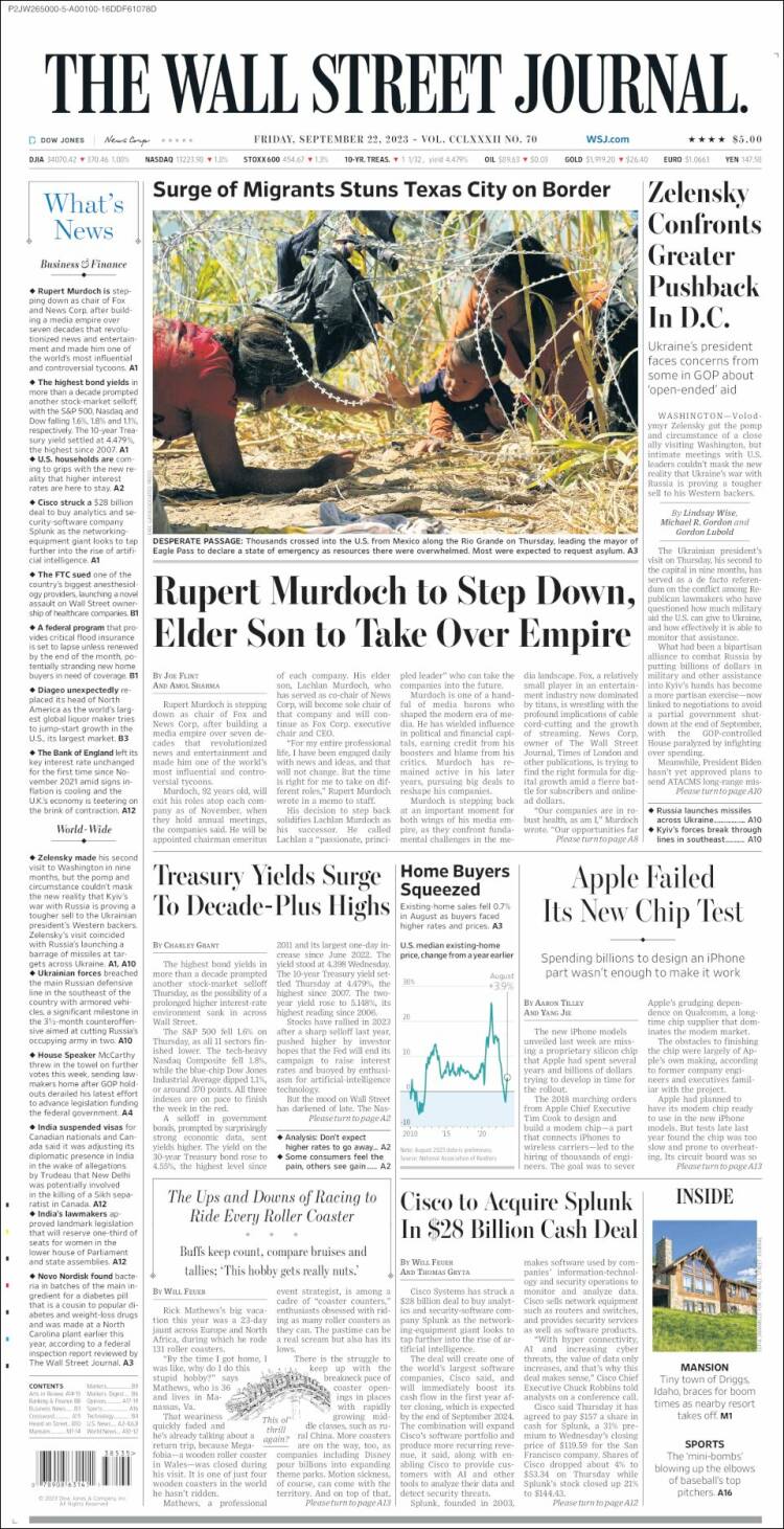 Portada de Wall Street Journal (USA)