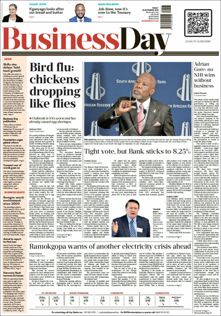 Portada de Business Day (South Africa)