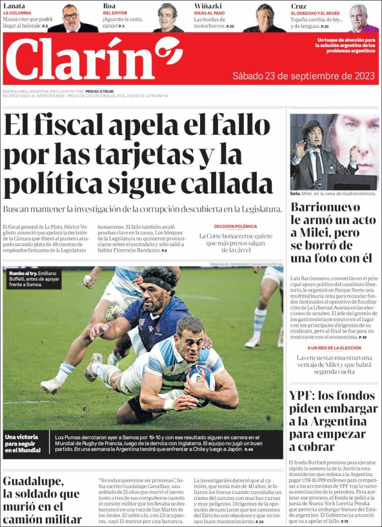 Portada de Clarín (Argentina)