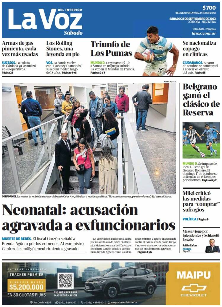 Portada de La Voz del Interior (Argentina)