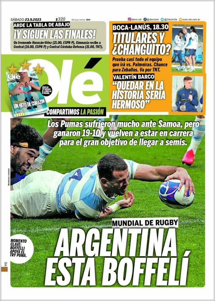 Portada de Olé (Argentina)