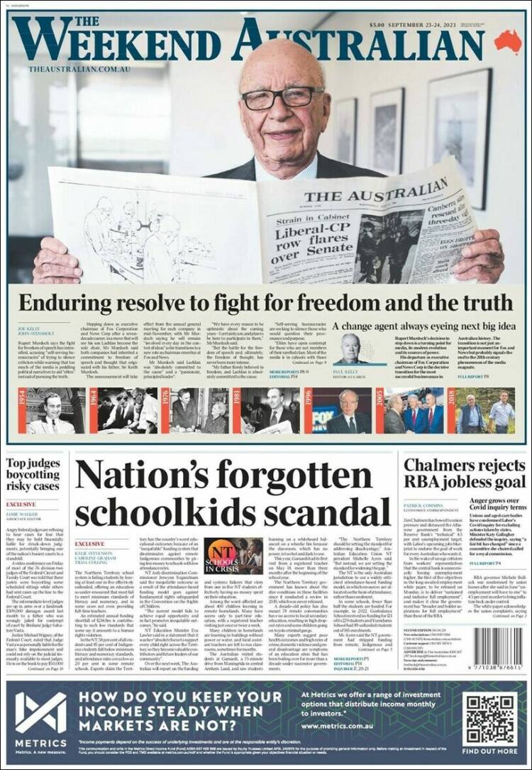 Portada de The Australian (Australia)