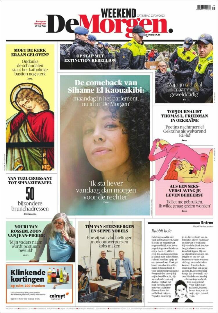 Portada de De Morgen (Bélgica)