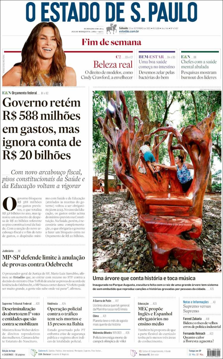 Portada de O Estado de São Paulo (Brasil)