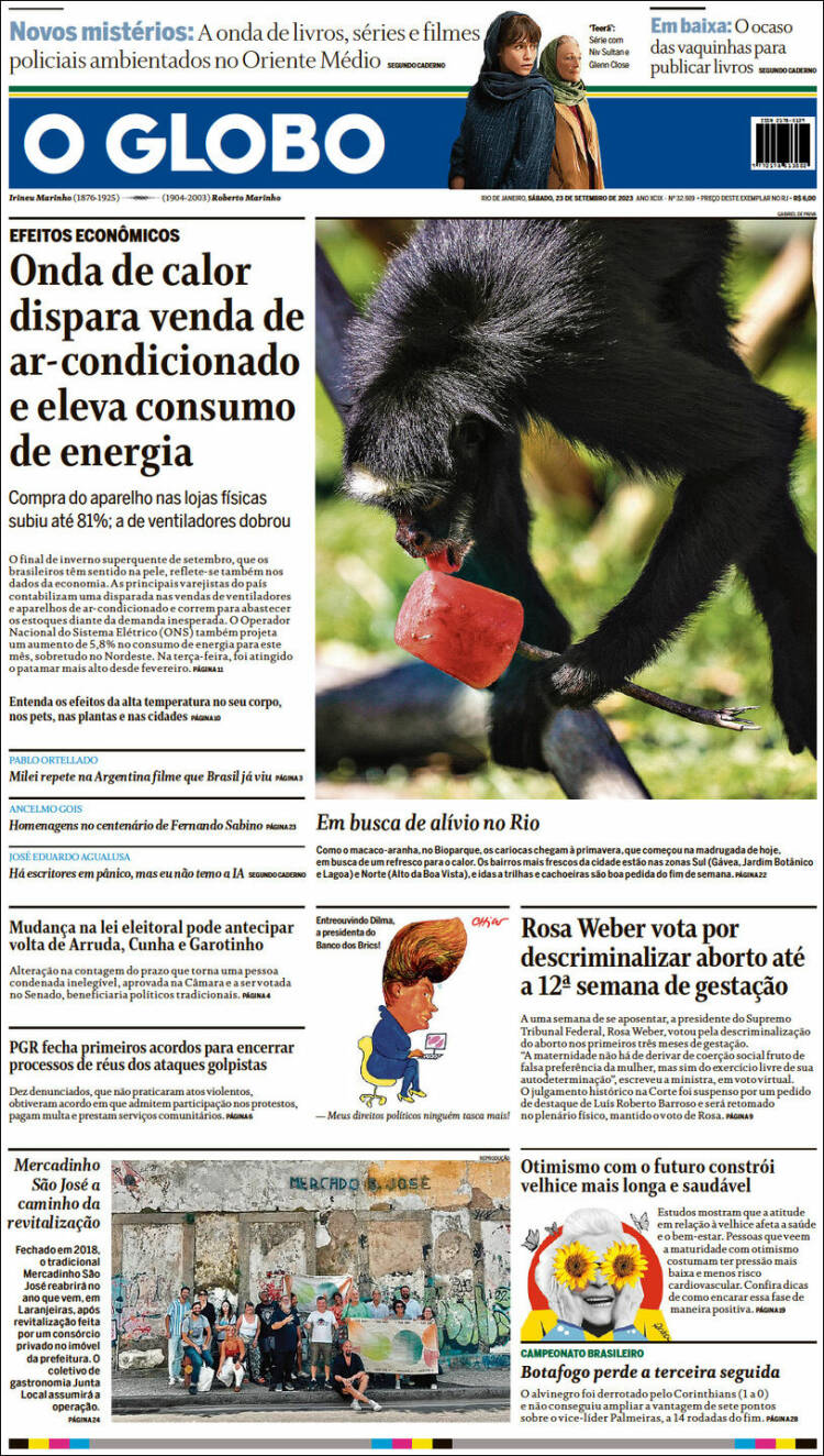 Portada de O Globo (Brasil)