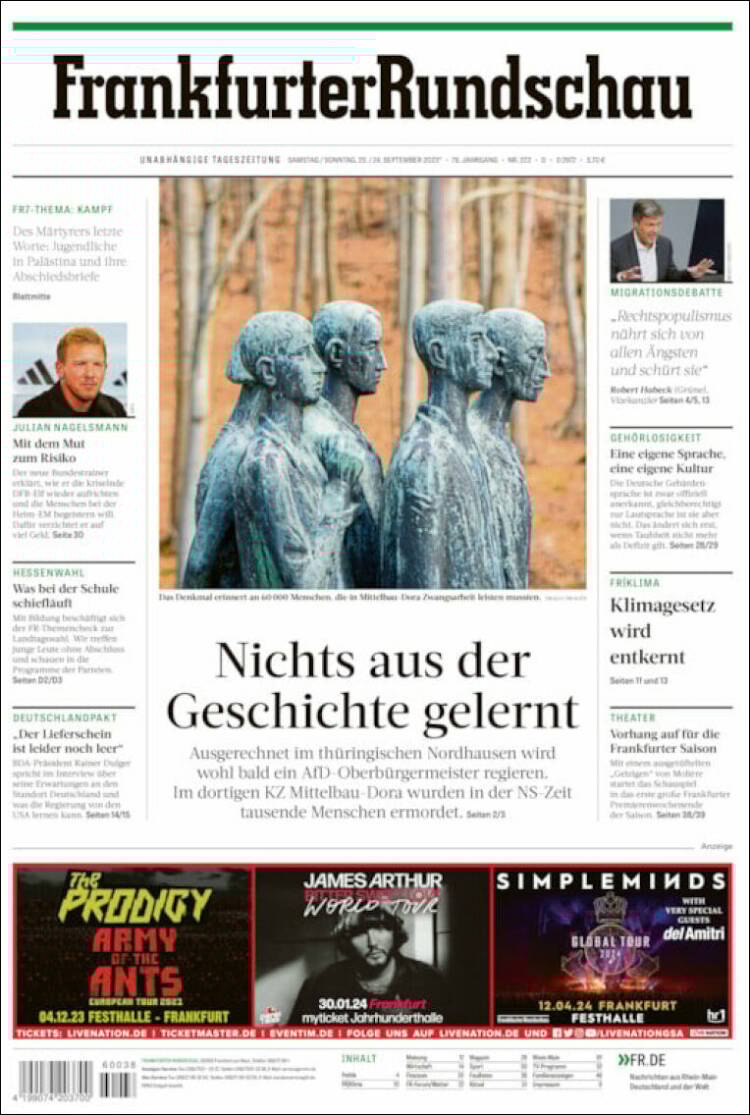Portada de Frankfurter Rundschau (Alemania)