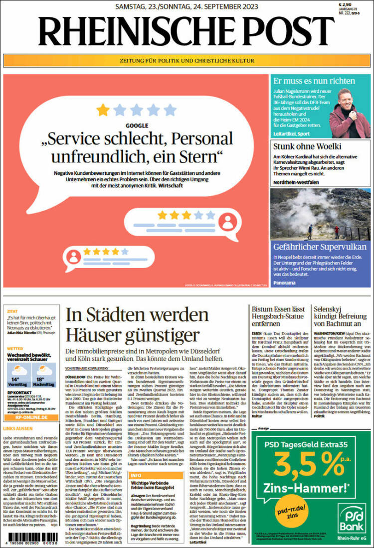 Portada de Rheinische Post (Alemania)