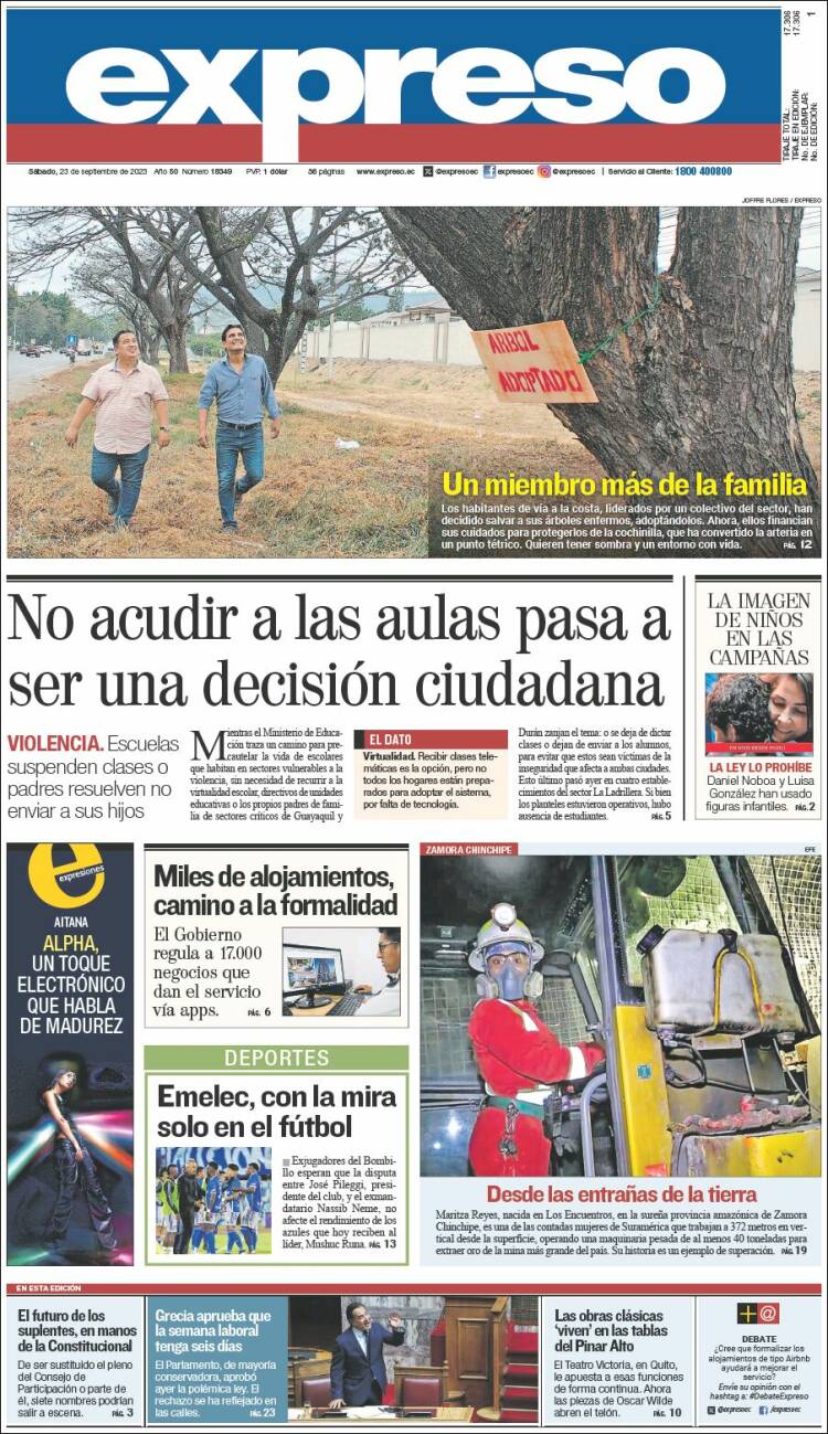 Portada de Expreso (Ecuador)