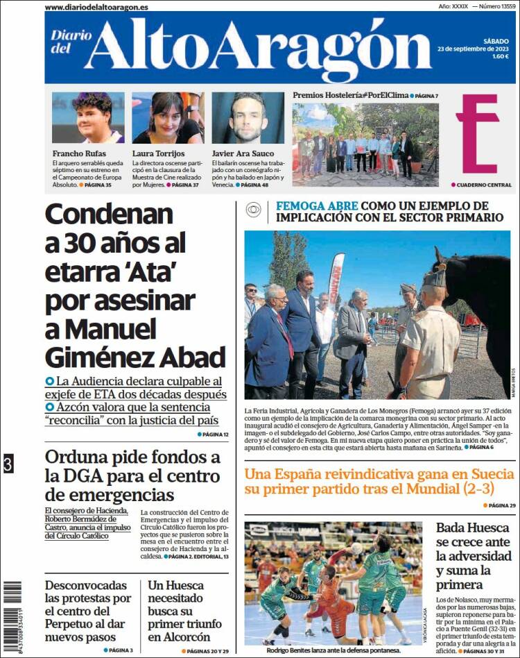 Portada de Diario del AltoAragón (España)