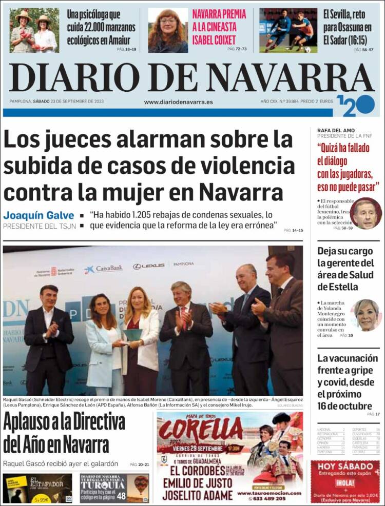 Portada de Diario de Navarra (España)