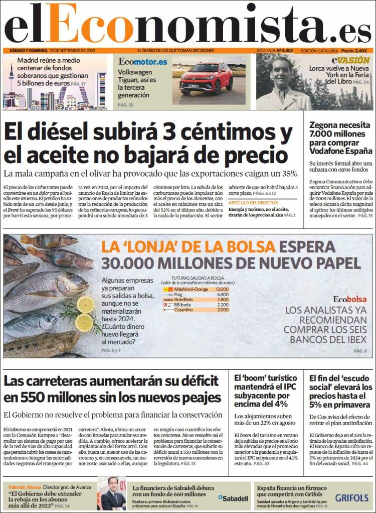 Portada de El Economista (España)