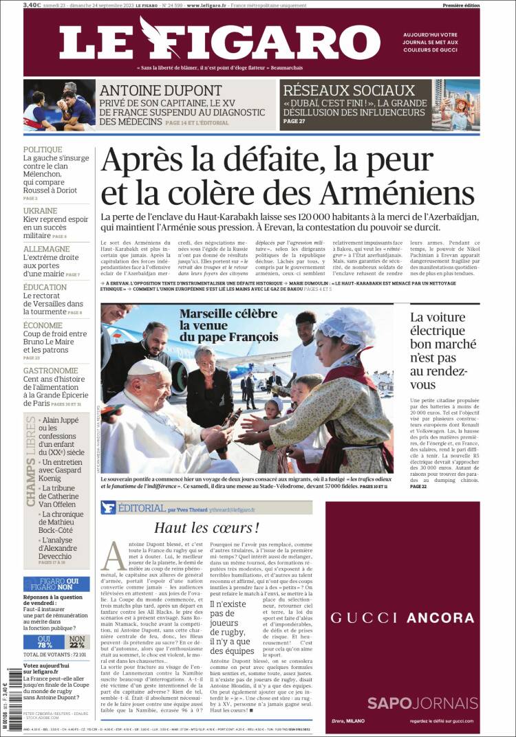 Portada de Le Figaro (Francia)