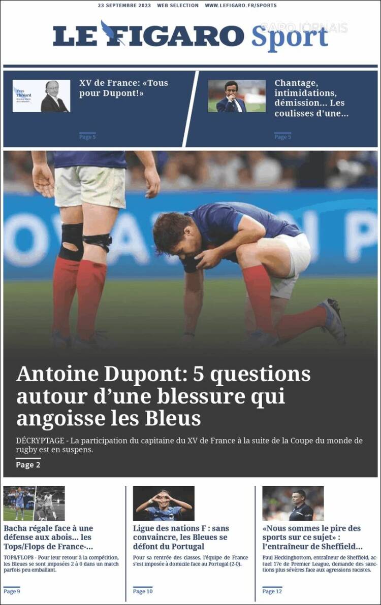 Portada de Le Figaro Sport (Francia)