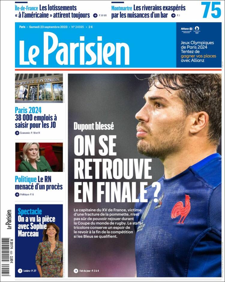 Portada de Le Parisien (France)