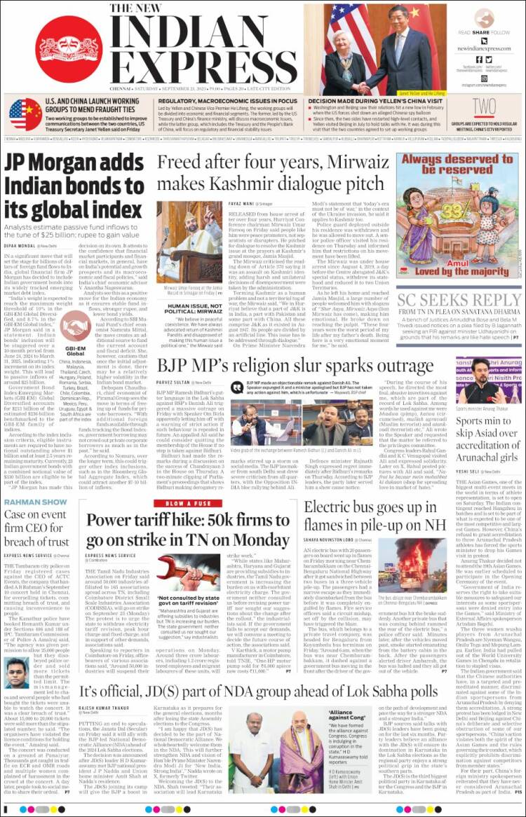 Portada de New Indian Express (India)