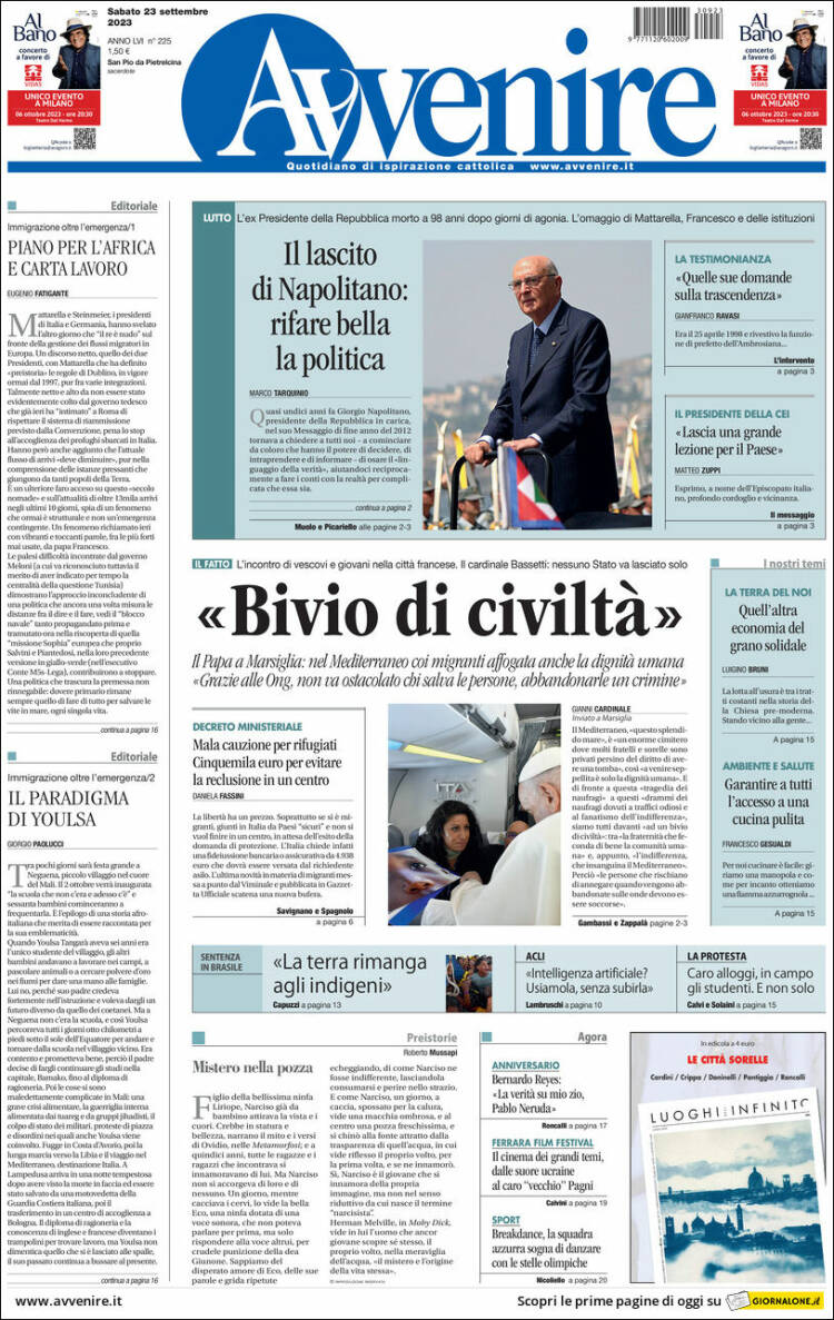 Portada de Avvenire (Italy)