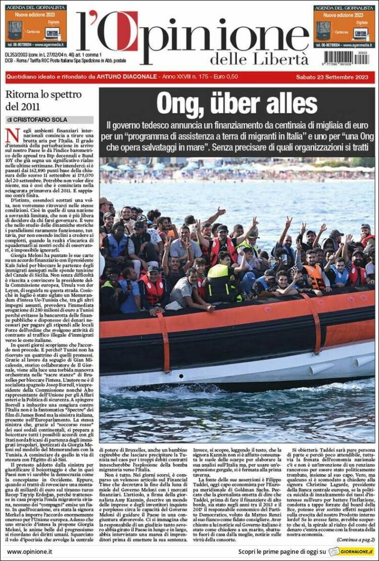 Portada de L'Opinione  delle Libertà (Italy)