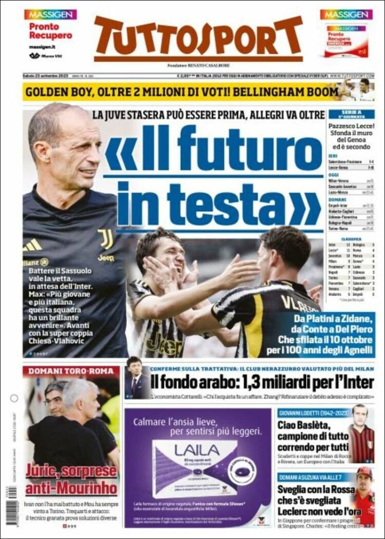 Portada de Tuttosport (Italy)