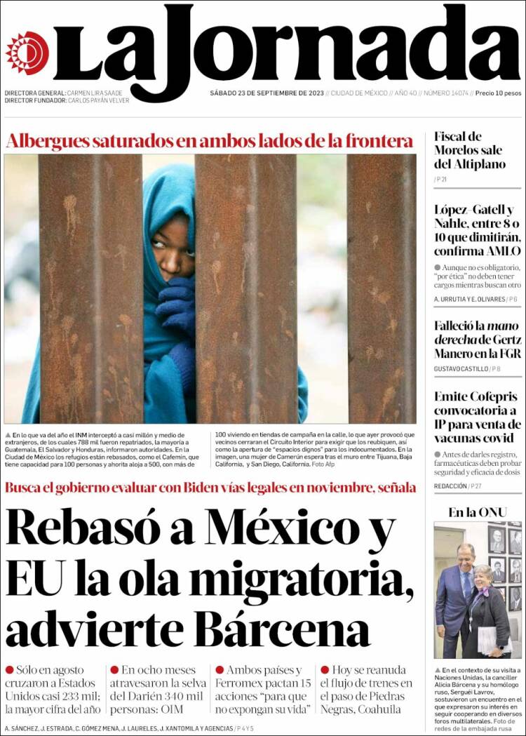 Portada de La Jornada (México)