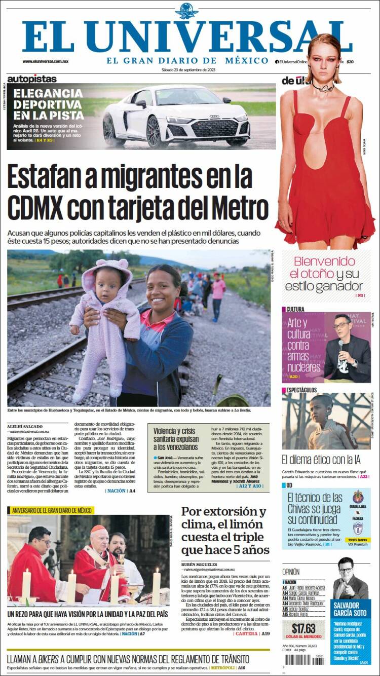 Portada de El Universal (Mexico)