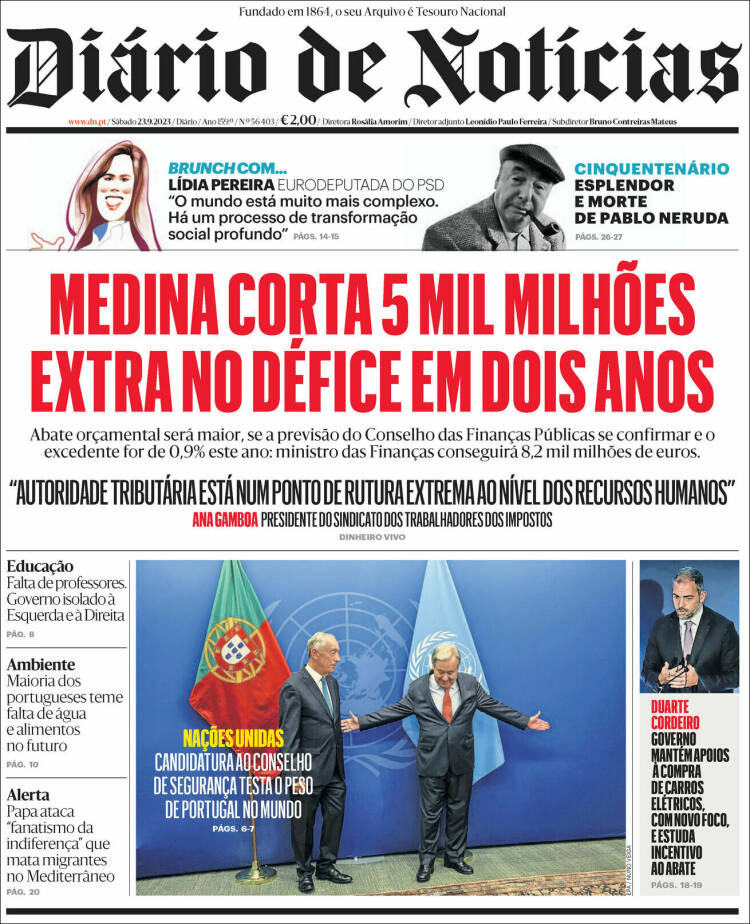 Portada de Diário de Noticias (Portugal)