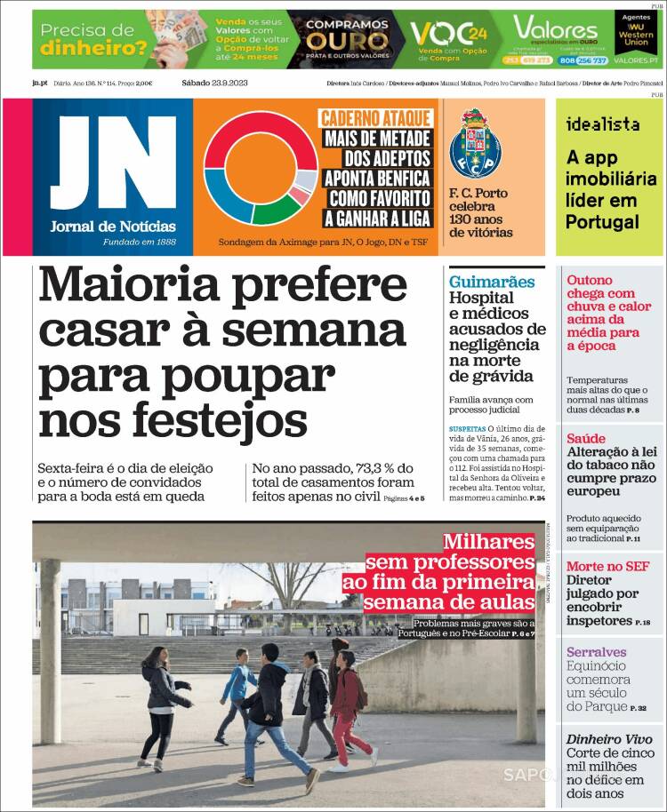 Portada de Jornal de Notícias (Portugal)