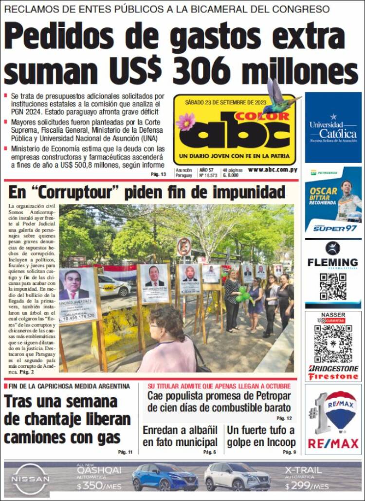 Portada de ABC Color (Paraguay)