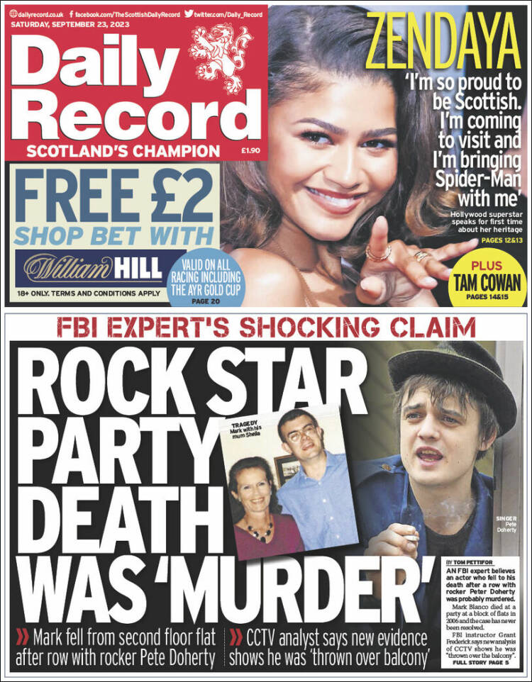 Portada de Daily Record (Reino Unido)