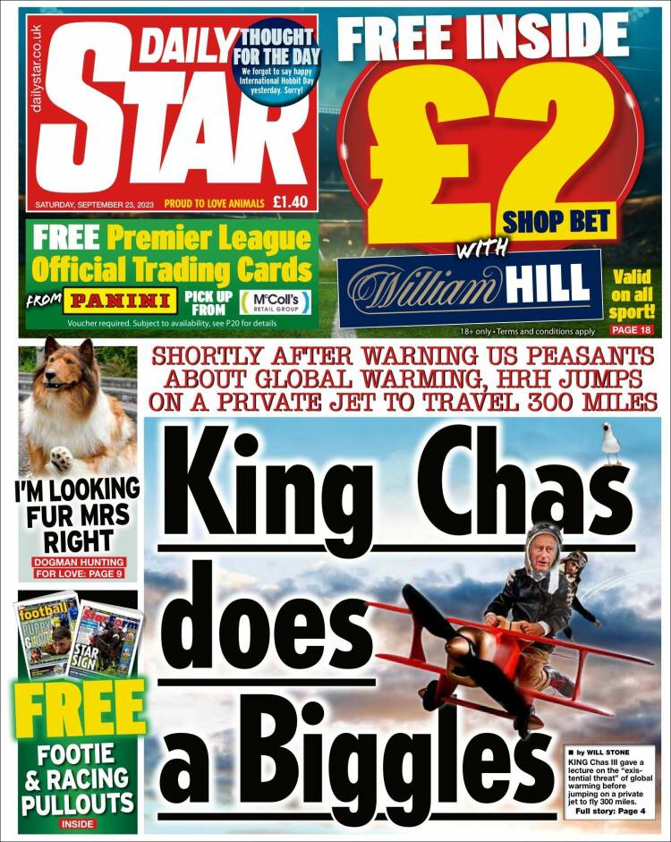 Portada de Daily Star (Reino Unido)