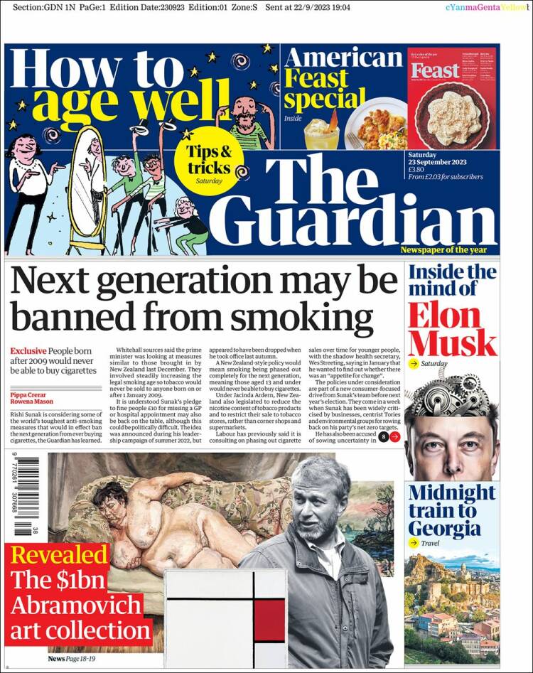 Portada de The Guardian (Reino Unido)