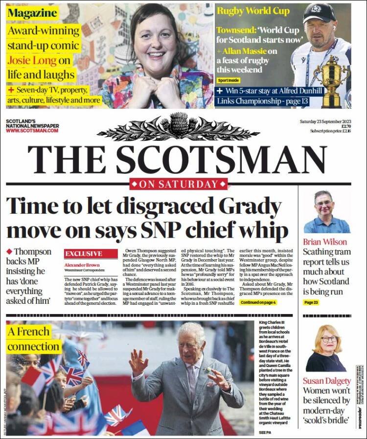 Portada de The Scotsman (Reino Unido)