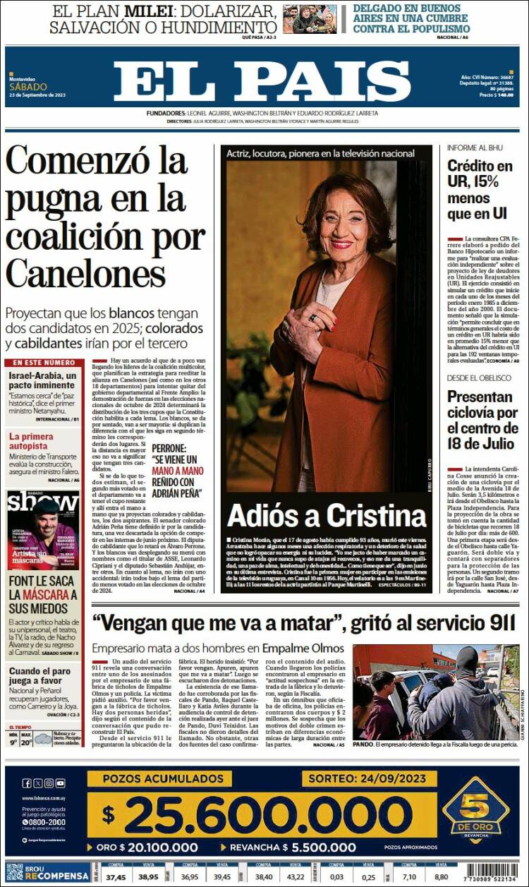 Portada de El País (Uruguay)