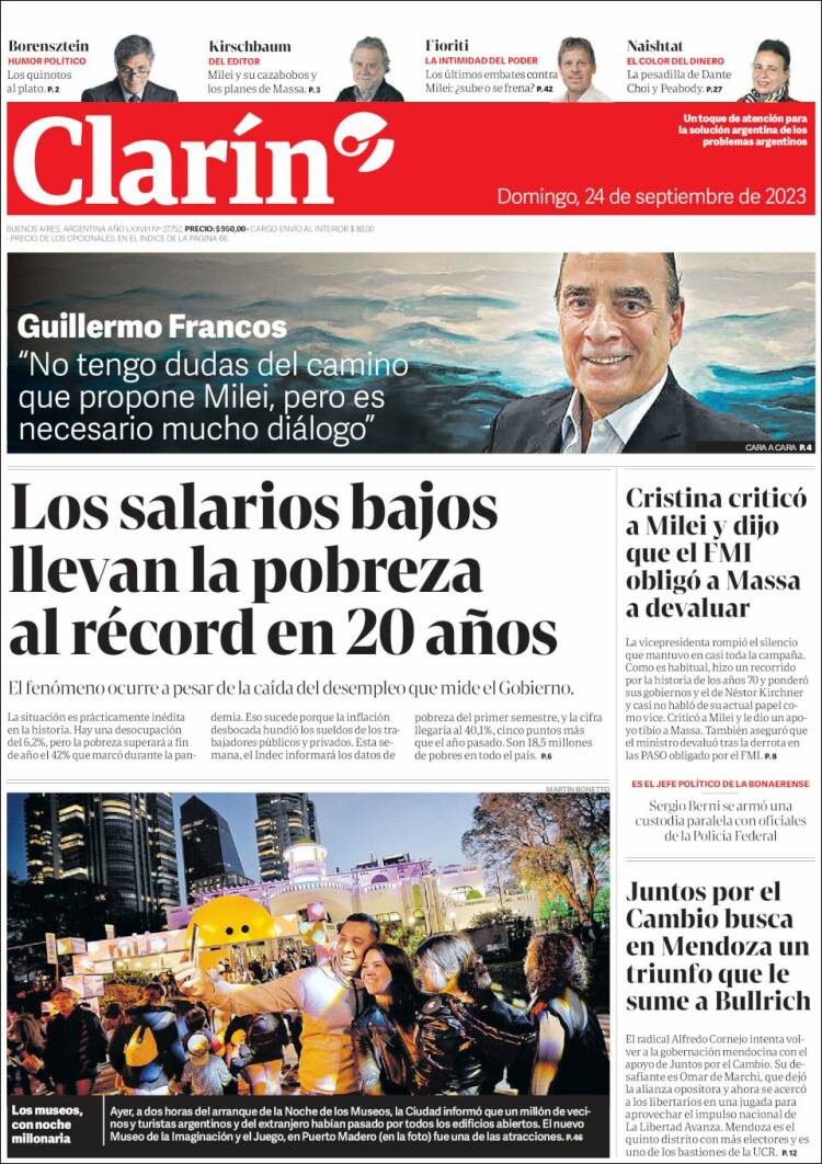 Portada de Clarín (Argentina)