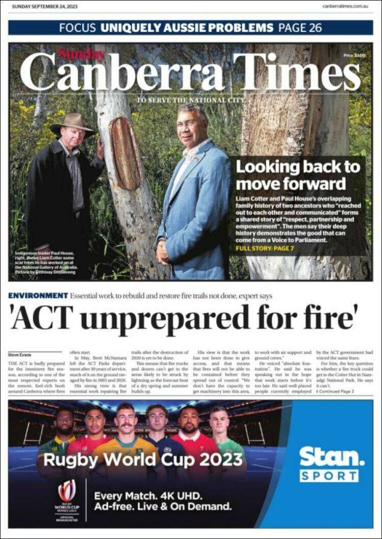 Portada de The Canberra Times (Australia)