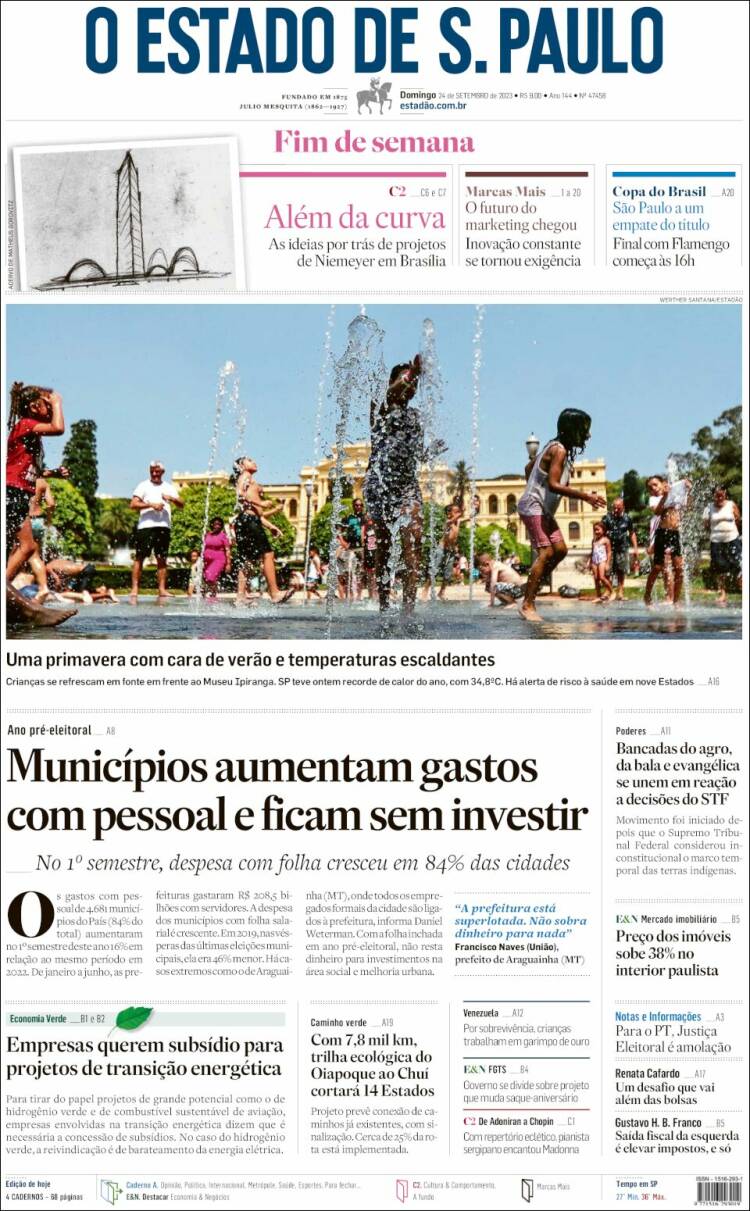 Portada de O Estado de São Paulo (Brasil)