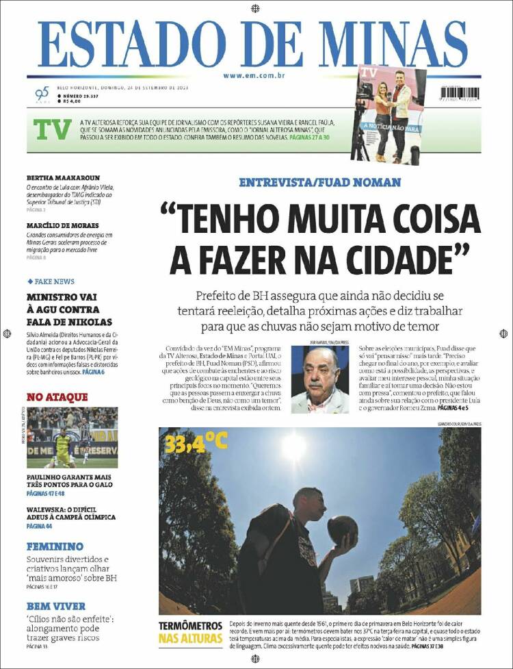 Portada de Jornal Estado de Minas (Brasil)