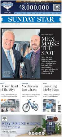 Portada de The Toronto Star (Canadá)