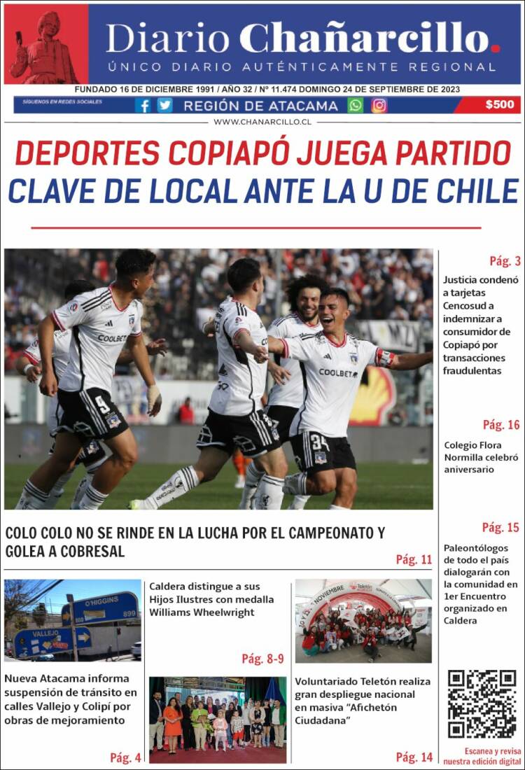 Portada de Diario Chañarcillo (Chile)