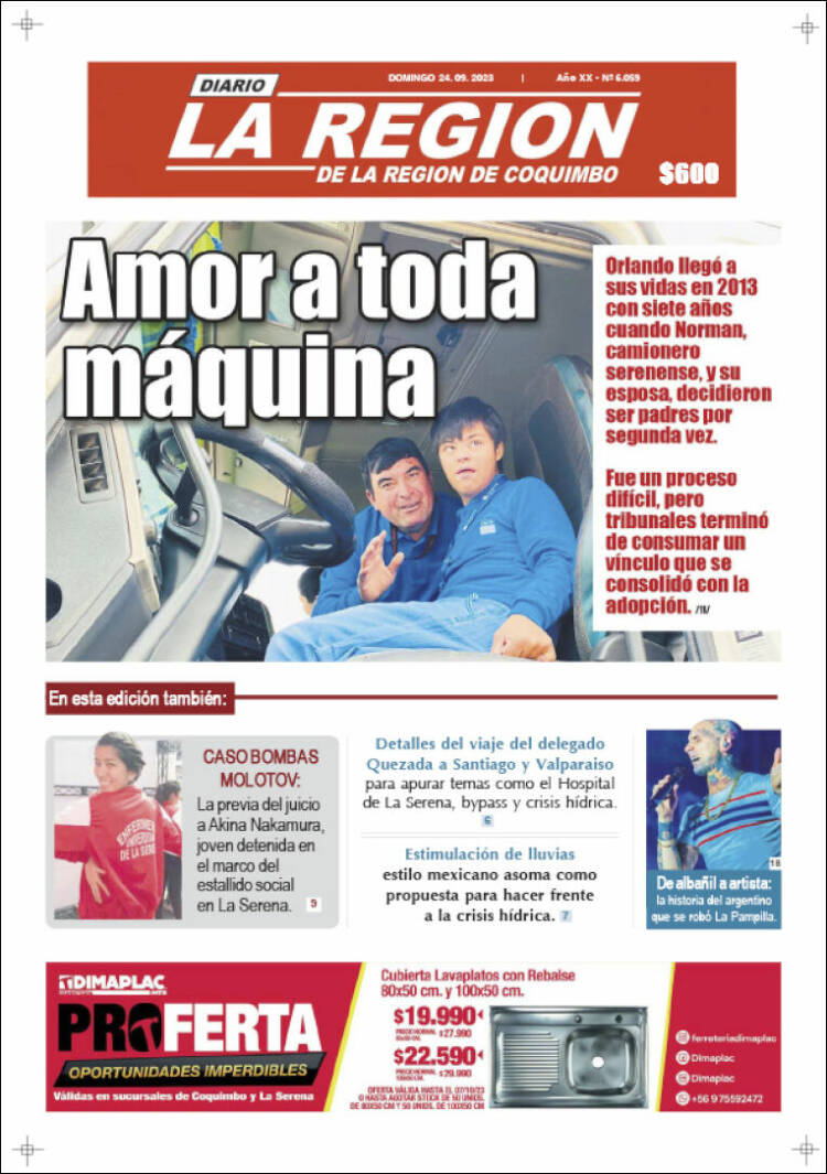 Portada de Diario La Región de Coquimbo (Chile)