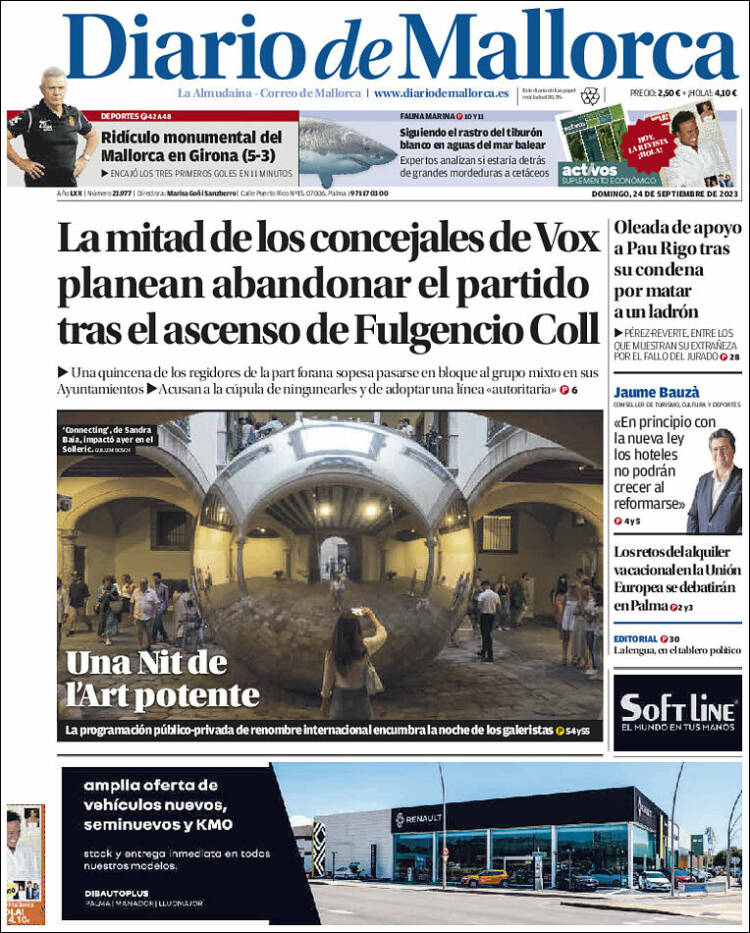 Portada de Diario de Mallorca (España)