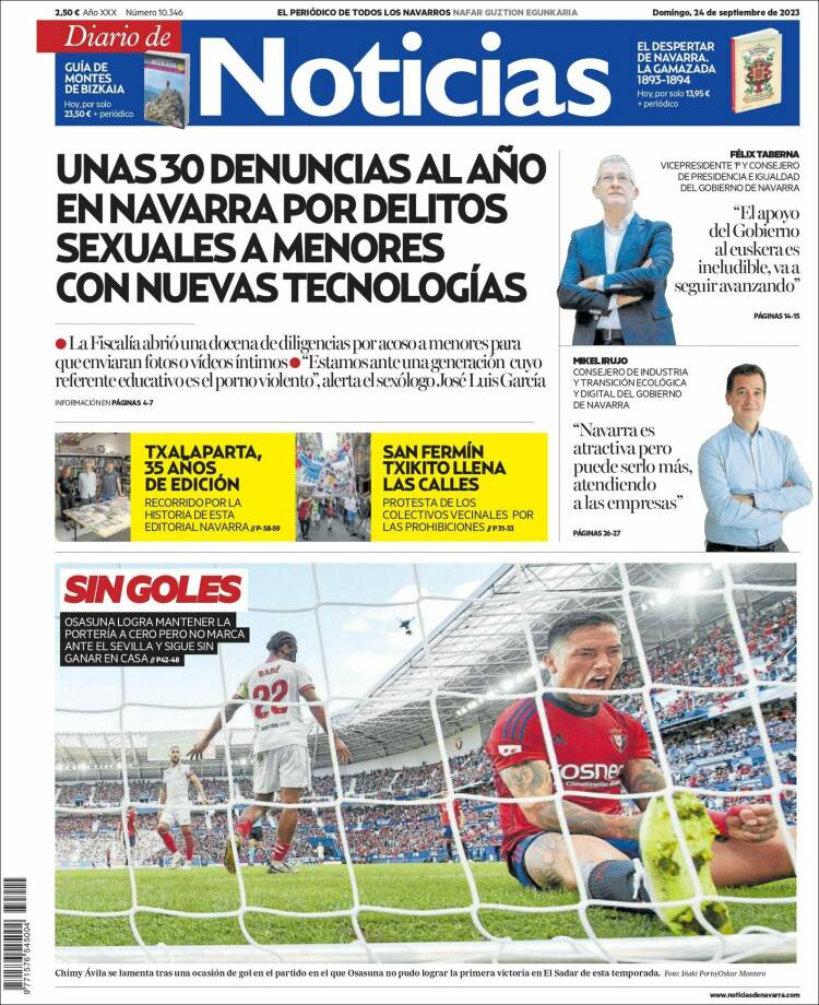 Portada de Noticias de Navarra (España)