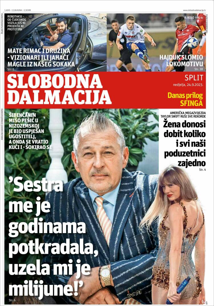 Portada de Slobodna Dalmacija (Croacia)